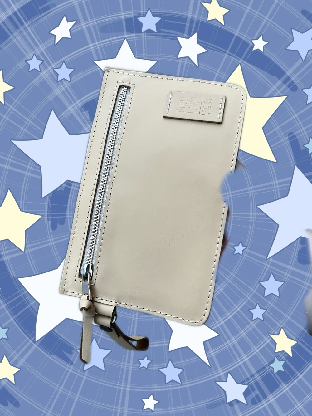 Portland leather Adriana zipper wristlet, removable strap, vanilla color, AP🦄PLG